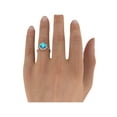 thumbnail image 5 of 14K Rose Gold 3.25 ctw Blue Topaz Ring with Diamonds Flower Leaves Halo, 5 of 7