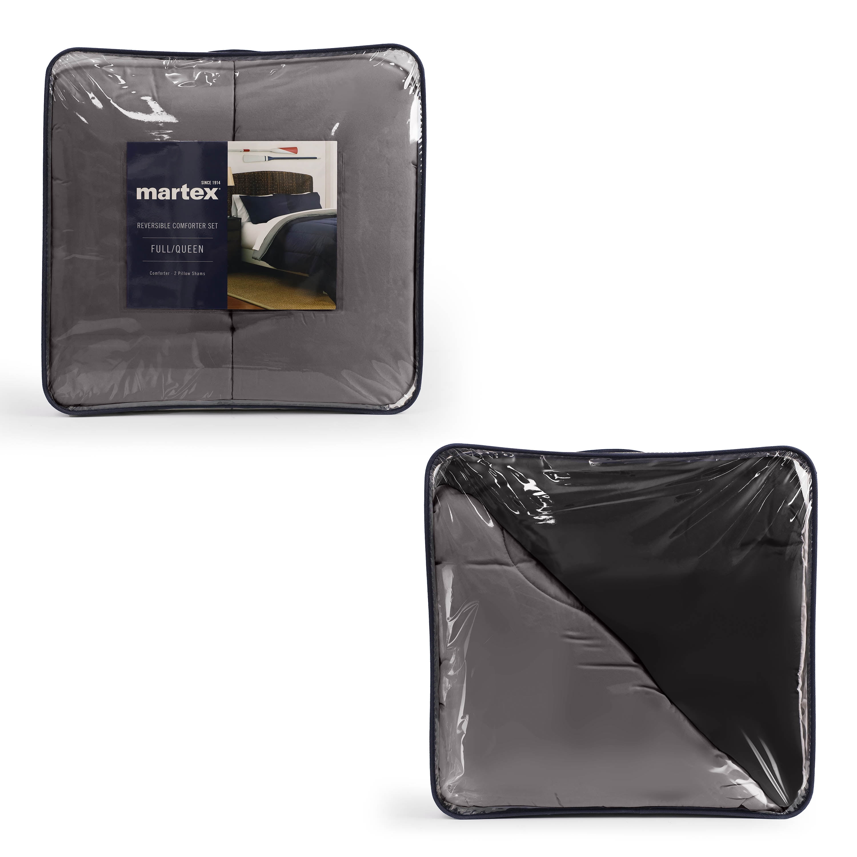 Martex 3-Piece King Reversible Comforter Set | Super Soft Lightweight | Graphite/Ebony