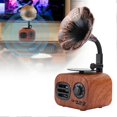 thumbnail image 4 of Mini Retro Bluetooth Smart Speaker Portable Loudspeaker Music Player for Desktop LaptopWalnut color, 4 of 4