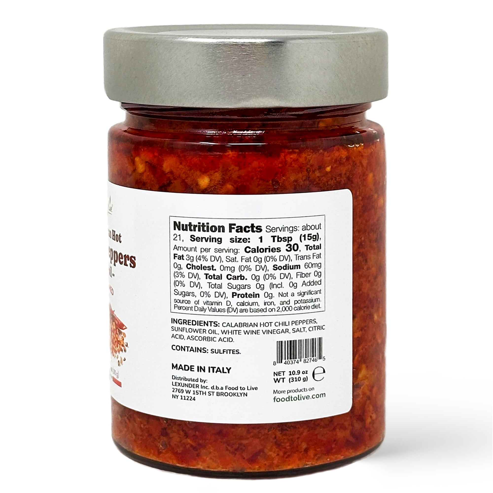 Crushed Calabrian Hot Chili Peppers in Oil, 310 gr – Chopped, Vegan (Pack of 6) - by Food To Live