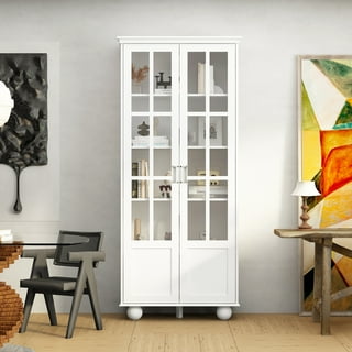 Bookcase with 2024 glass doors walmart