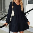 thumbnail image 5 of Sngxgn Womens Spring Summer Deep V Neck Elegant Bow tie Mini Dress(Black,M), 5 of 6