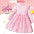 thumbnail image 4 of Long Sleeve Dresses for Girls Cute Polka Point Crewneck A Line Dress Fashion Party Dresses Size 3-10, 4 of 7