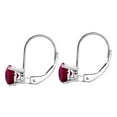 thumbnail image 3 of MauliJewels Earrings for Women 1.3 Carat 5MM Round Created Ruby Leverback Earrings Carat 14K White Gold 4-prong, 3 of 5