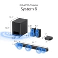 thumbnail image 3 of Sony BRAVIA Theatre System 6, sistema de cine en casa de 5.1 canales, barra de sonido con subwoofer y parlantes traseros, sonido envolvente de Dolby Atmos/DTS:X compatible con HT-S60, 3 of 5