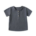 thumbnail image 2 of YUNAFFT T-shirt Décontracté Garçons Filles Col Rond Froissé Boutonné Style Décontracté à la Mode, 2 of 4