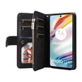 thumbnail image 3 of Multifunctional Case for Motorola Moto G60,Card Slots[RFID Blocking],Durable Flip Folio Kickstand Magnetic Closure Leather Zipper Wallet Wrist Strap Shockproof Case for Motorola Moto G60, Black, 3 of 12