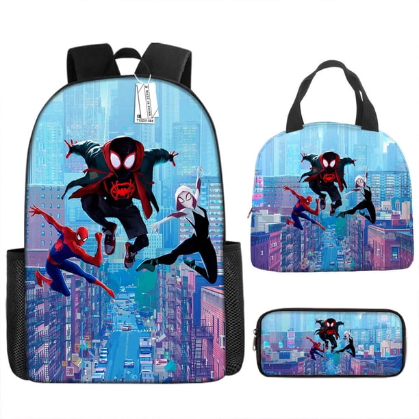 Mochila de mochila Spiderman Bolsa de almuerzo juego de lápiz
