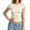 F-697Beige, variant on Women's T Shirts Short Sleeve Round Neck Polka Dot Print Slim Fit Lightweight Comfortable Cropped Top For Casual Daily Wear,Beige,M