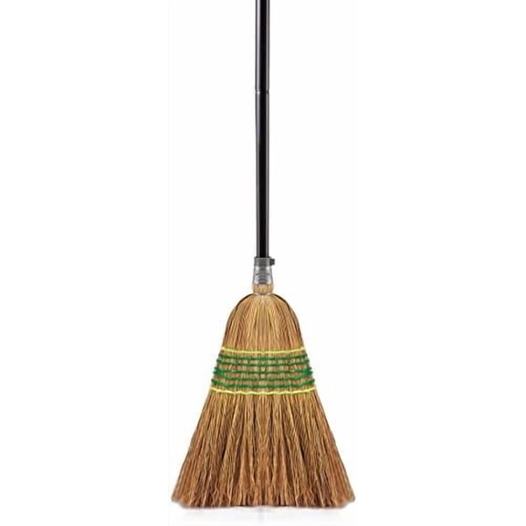Heavy-Duty Corn Broom Commercial Indoor Outdoor Broom 59.8 inch Tall for Courtyard Garage Lobby Mall Market Floor Home Office Leaves Stone Dust Rubbish