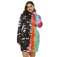 thumbnail image 5 of Women Plus Size Long Sleeve Turtleneck Bodycon Midi Dress Irregular Color Block Tie Dye Patchwork Print Party Clubwear, 5 of 20