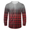 thumbnail image 3 of Men's T Shirts Patchwork Color Crew Neck Button Up Large Size Digital Printed Long Sleeve Athletic Shirts Mens Red L, 3 of 3