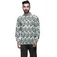 thumbnail image 1 of Atasi Kurta en Coton à Manches Longues à Revers pour Hommes Col Mandarin Chemise Ethnique Imprimée, 1 of 1