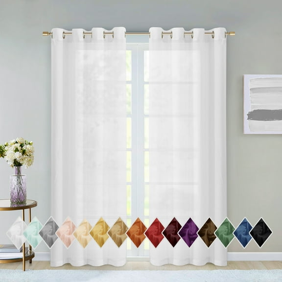 Dainty Home Malibu Textured Semi-Sheer Grommet Top Curtain Panel Pair, 108" x 84" In White