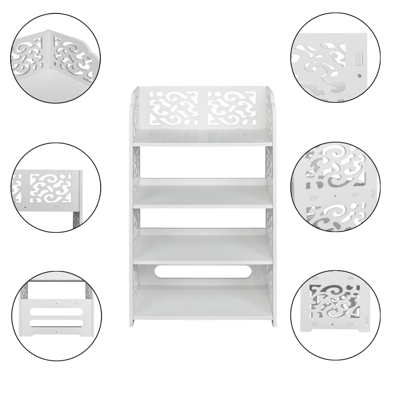 UWR-Nite 4-Tier Carved Shoe Rack, White