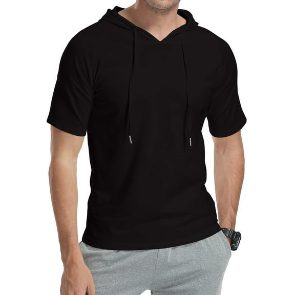 HAOMEILI Men's Short/Long Sleeve Hoodie Cotton Hooded T Shirts Lightweight Sweatshirt Hoodies Pullover