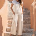 thumbnail image 2 of Women's Summer Sleeveless Bib Overalls Button Casual Loose Baggy Wide Leg Jumpsuits Romper with Pockets Womens Clothes, 2 of 7