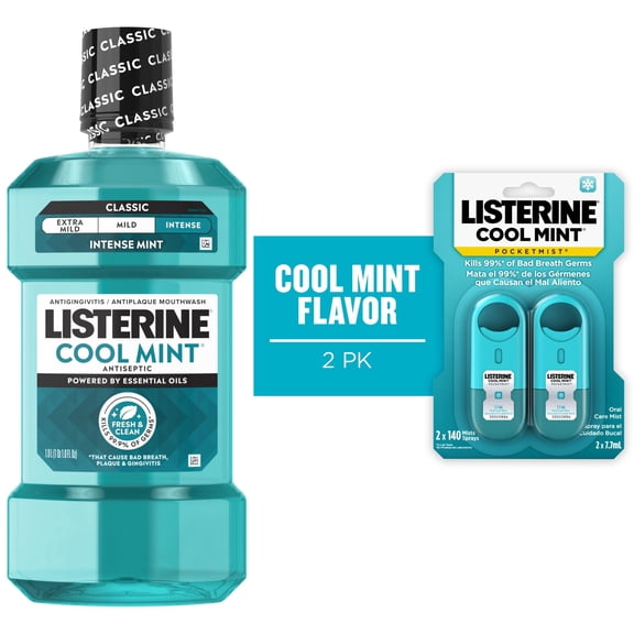 Listerine Cool Mint 1L Mouthwash & Cool Mint 2ct Pocketmist