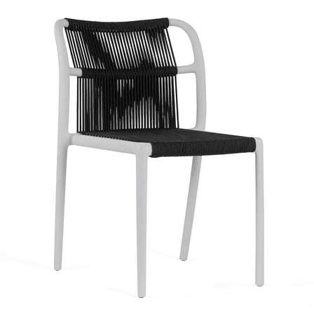 Glamour Home Set of 2 Belden Black Woven Rope Fabric Dining Chair with Plastic Frame