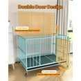 thumbnail image 4 of TIME RAY 48 Inch Heavy Duty  Indestructible High Anxiety Dog Crate Cage for Large Dog with Steel Escape Proof, Double Doors,Lockable Wheels and Removable Tray,Blue, 4 of 10
