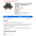 thumbnail image 2 of Rear Wheel Hub Assembly - Compatible with 2002 - 2003 Honda Civic Si Hatchback, 2 of 2
