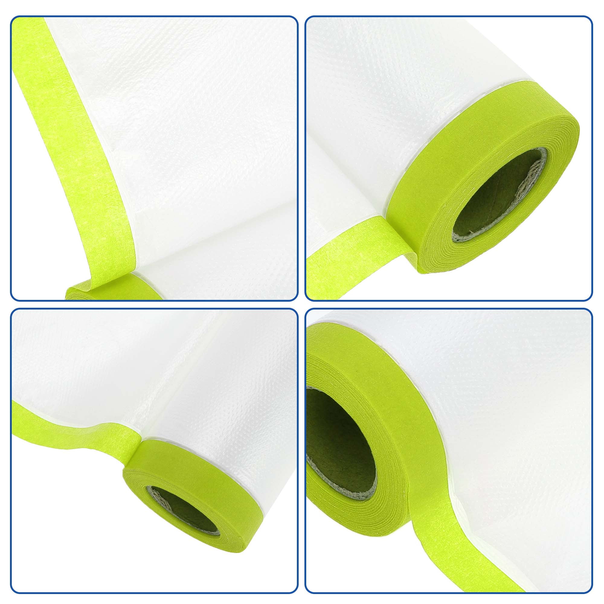 Unique Bargains Masking Paper with Tape 2000x140cm/65.62ftx55.11" 1 Set Pre-Taped Paper Film Kit w/2 rolls of tape