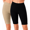 thumbnail image 2 of 2 Pack Women's Knee Length Bermuda Shorts Pull On Elastic Waist Stretch Fit Side Slit Size S-3XL Plus  Size  Available, 2 of 5