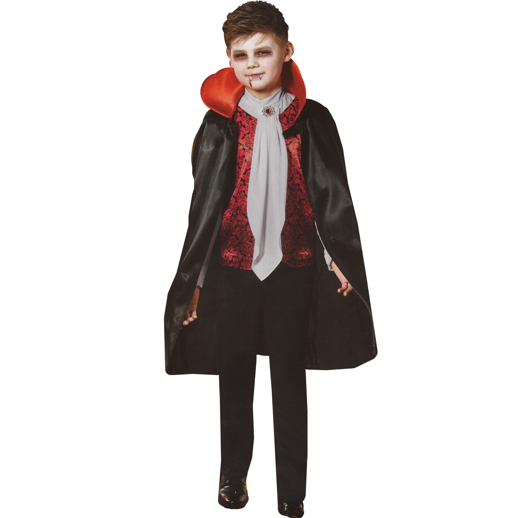 Déguisement Vampire Garçon - Costume Halloween Complet (Veste, Pantalon, Cape) - Taille 4-12 Ans, Polyester