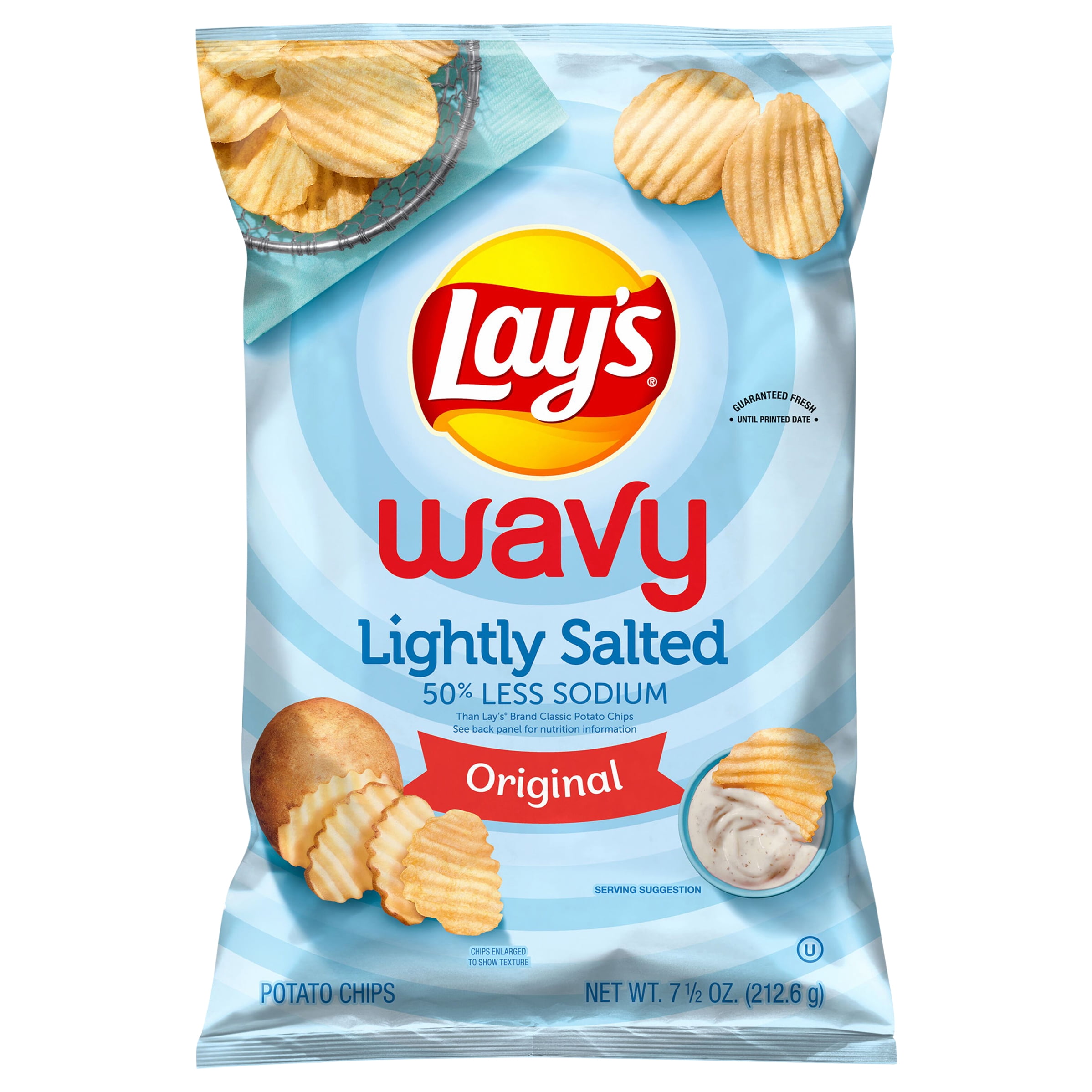 Lay's Wavy Potato Chips, Lightly Salted Original, 7.5 Bag - Walmart.com