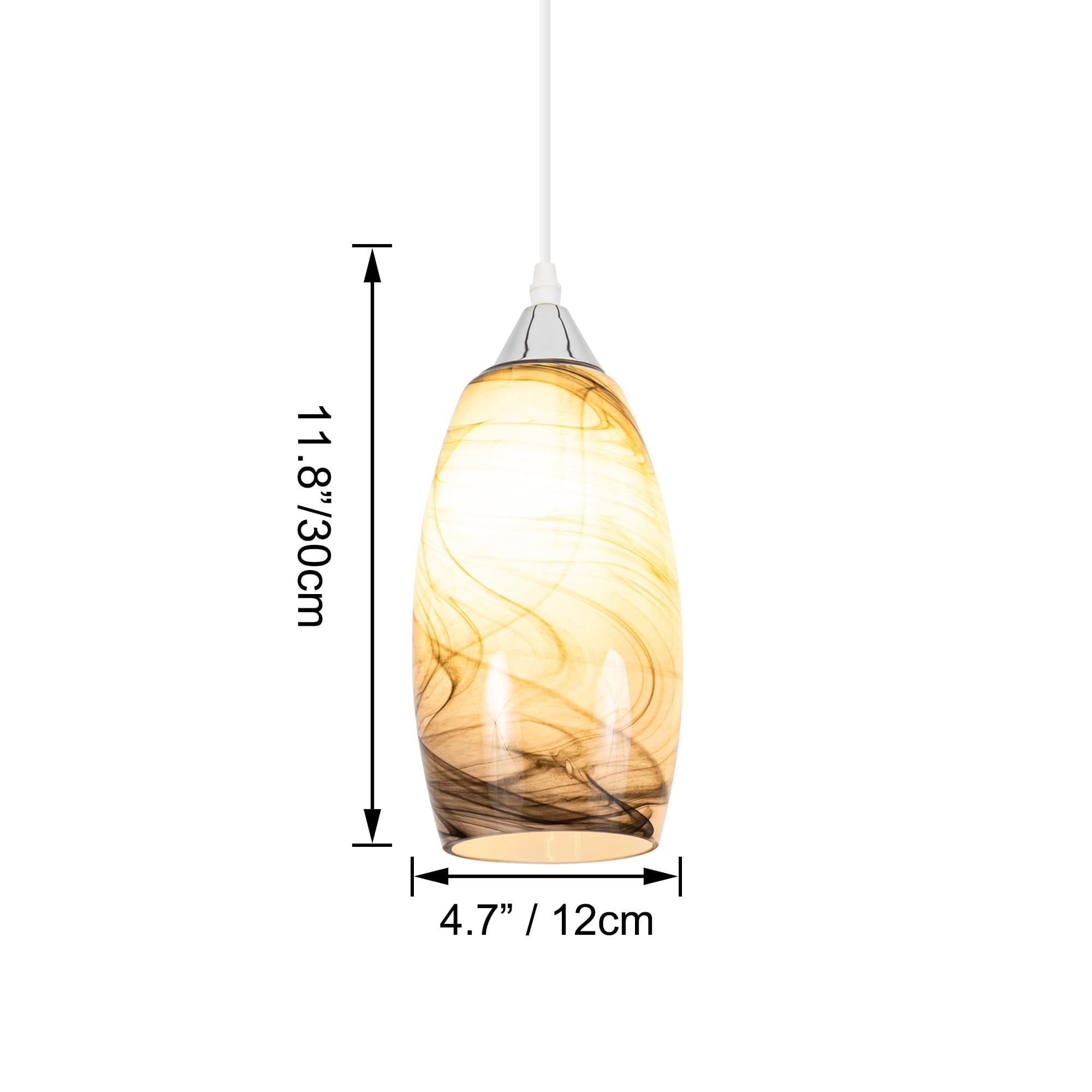 Kiven Plug in Pendant Light, Farmhouse Hanging Light Fixture with Remote and Art Glass Lampshade, E26 Socket Dimmable Pendant Lights for Bedroom Hallway Kitchen TB3232-D