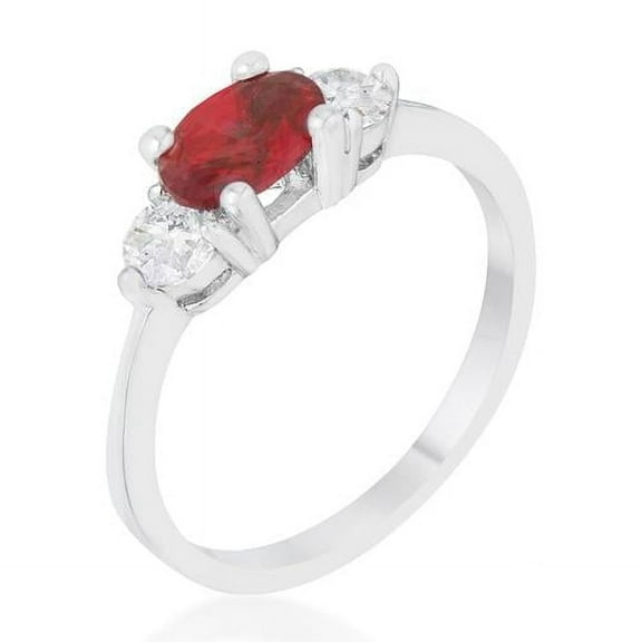 Womens Miranna 1.2 CT Garnet Cubic Zirconia Rhodium Classic Oval Ring - Size 6