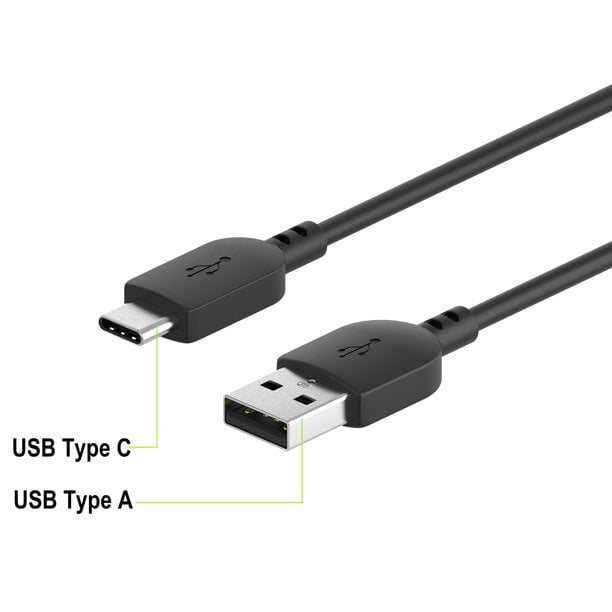onn. 6ft USB to USB-C Cable, Black, Compatible with any USB-C Device