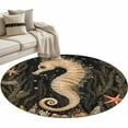 thumbnail image 6 of Coastal Vintage Seahorse Round Rug 4ft Washable Circle Entryway Rugs Non Slip Summer Ocean Starfish Coral Area Rug Indoor Floor Carpet for Bedroom Kitchen Living Room Home Office Dining Room Nursery, 6 of 8
