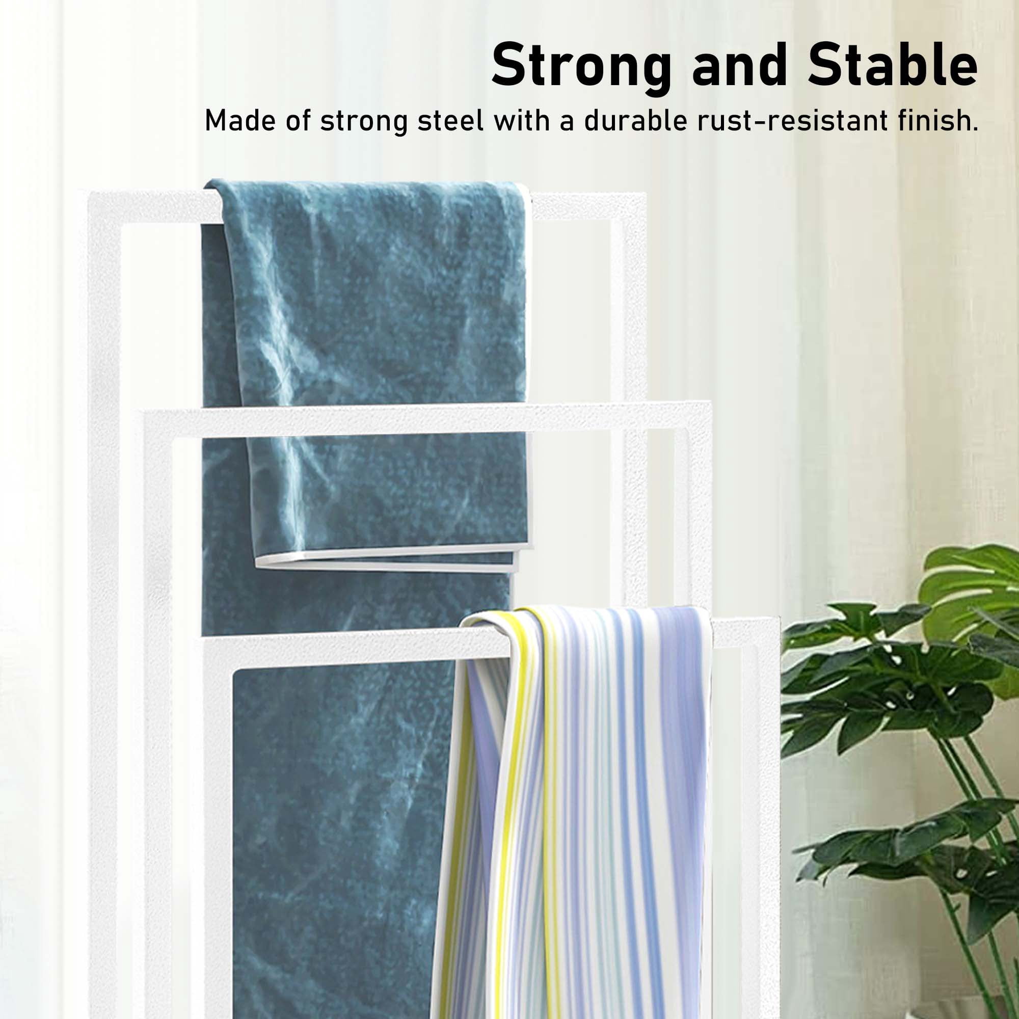 Aukfa Metal 3 Tiers Freestanding Towel Rack for Bathroom Outdoor - White
