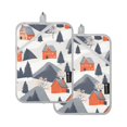thumbnail image 7 of Yayeee Pot Holders Kitchen Heat Resistant with Pocket 7"x9.8" Cotton Oven Cooking Hot Pads, Blue Snow Houses, 7 of 7