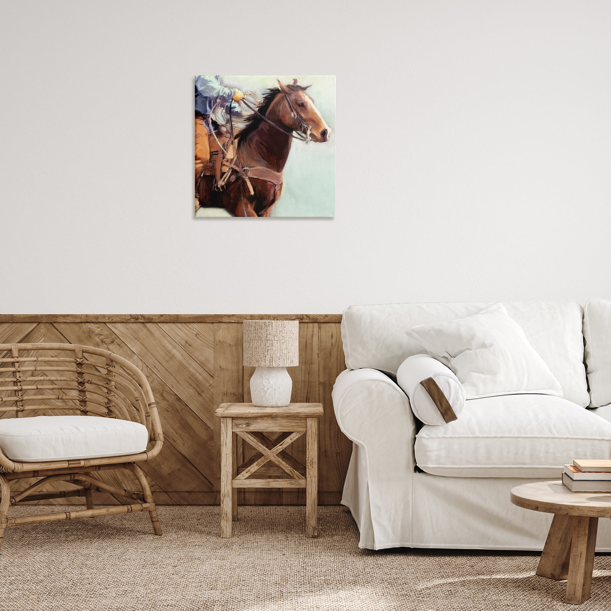 Stupell Industries Galloping Western Cowboy Animals & Insects Painting Gallery Wrapped Canvas Art Print Wall Art, 24 x 24