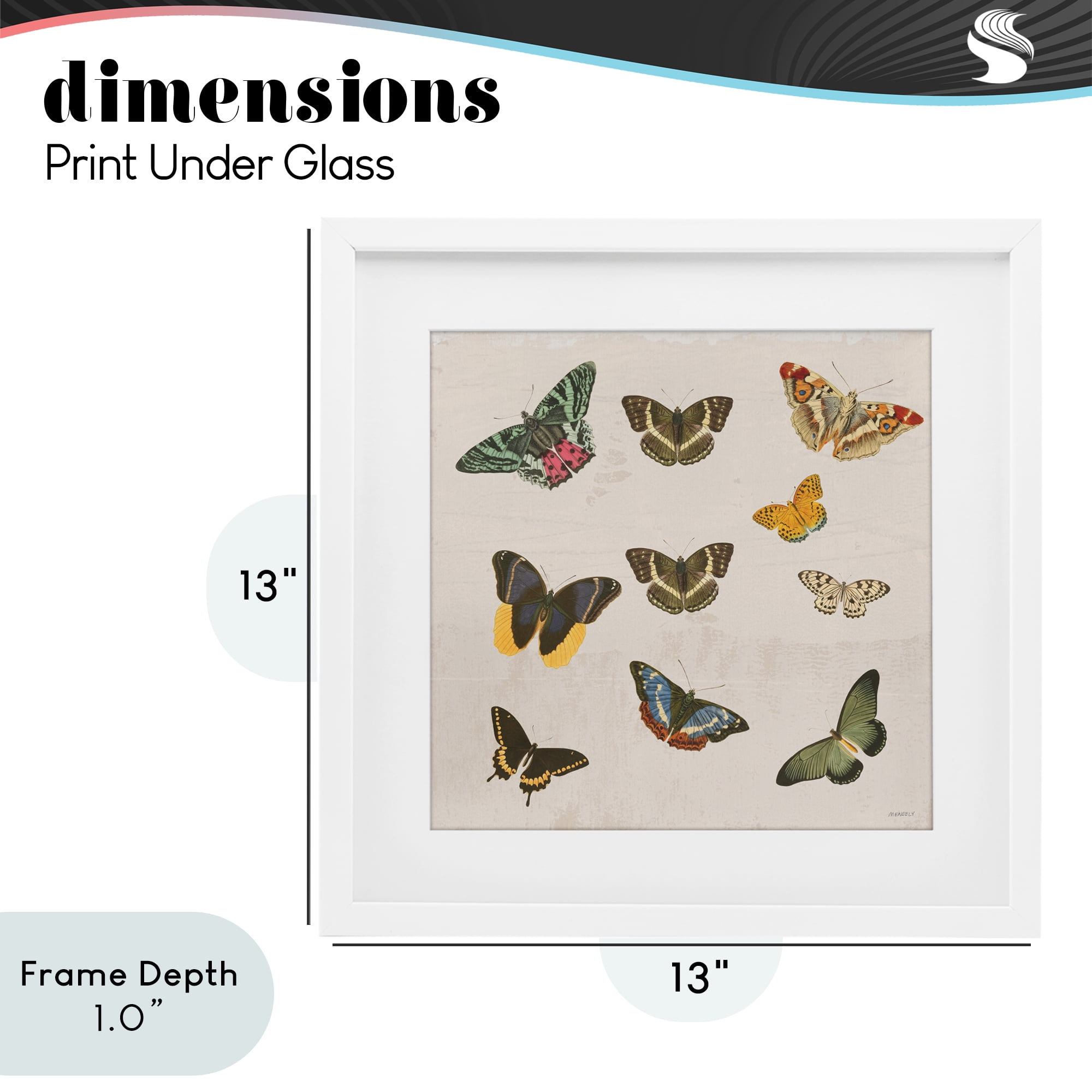 Stupell Industries Antique Butterfly Flight White Framed Print Under Glass, design by Dan Meneely