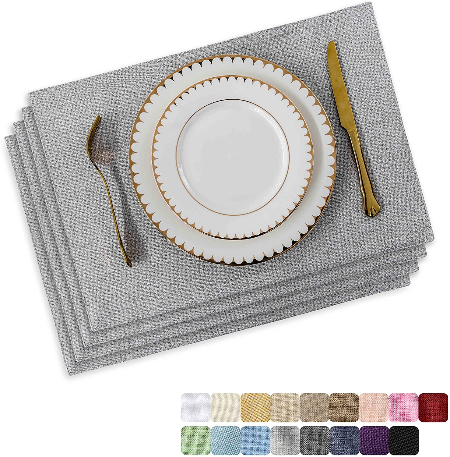 HOME BRILLIANT Placemats Set of 4 Heat Resistant Washable Placemats for