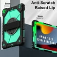 thumbnail image 5 of ELEHOLD Rugged Hybrid Case For iPad 9th/8th/7th Generation, with Built-in Kickstand 360° Rotating Handstrap Crossbody Shoulder Strap Shockproof Heavy Duty Case, Black+Mint, 5 of 9