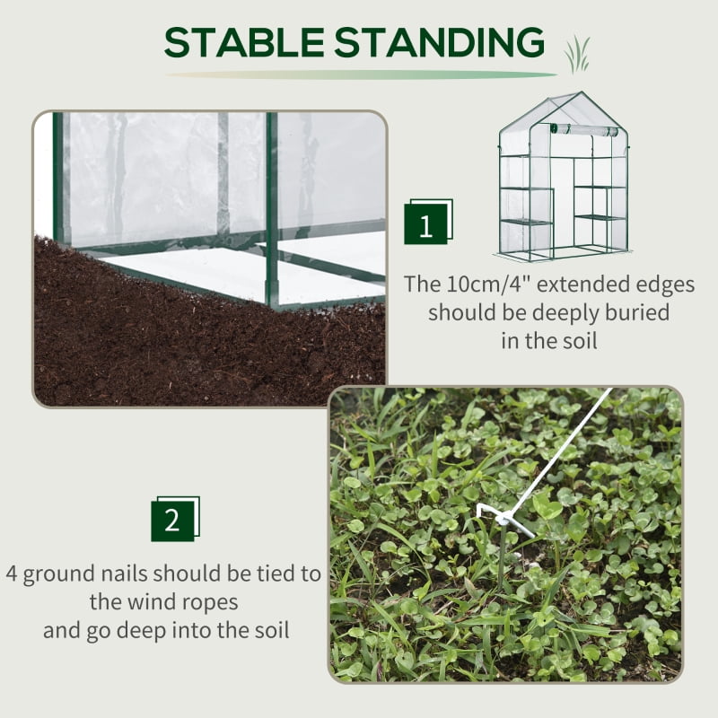 Alvantor Clear 5'x2.5'x6.5' Walk-in Greenhouse with 3-Tier Shelves