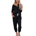 thumbnail image 2 of Combinaison pour Femmes 2 Pièces Bouton Pull Cordon Pantalons de Survêtement Ensemble Décontracté, 2 of 6