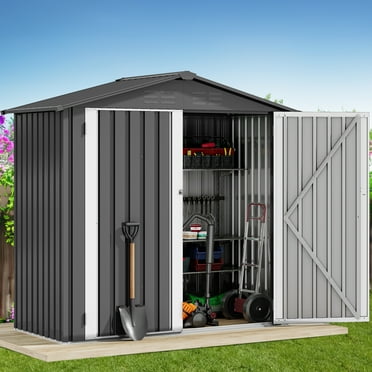 Dextrus 6x4ft Metal Outdoor Storage Shed, Heavy Duty Tool Sheds with Secure Doors & Air Vent for Backyard Patio Lawn,Store Bikes,Tools,Lawnmowers,Dark Gray