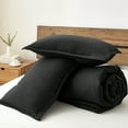 thumbnail image 7 of PHF 3-Piece Waffle Weave Comforter Set King Size, Lightweight Comfy Bedding Set for All Season, Ultra Soft Textured 1 Comforter with 2 Pillow Shams, Black, 7 of 7