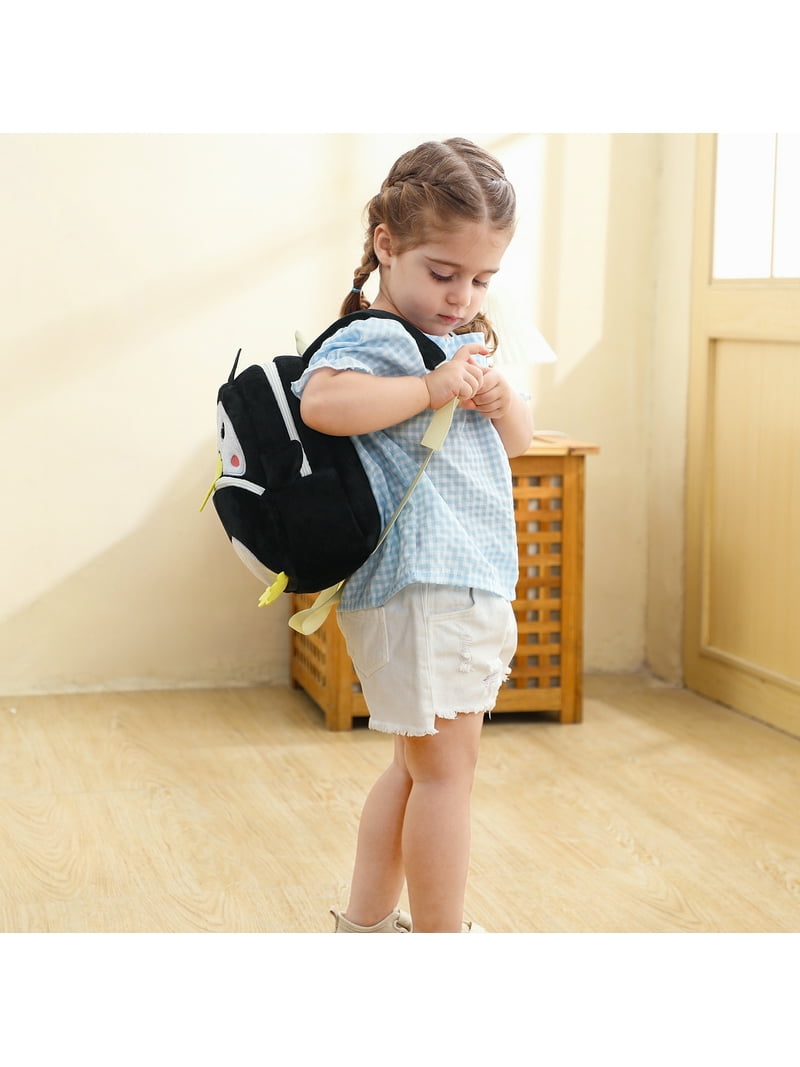 Wibacker 10 inch Toddler Mini Backpack Pre SchoolBag Plush Animal Cartoon Travel Bag for Baby Girl Boy 2-5 Years Kindergarten - Penguin, Infant Unisex