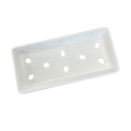 Japanese Sushi Restaurant Melamineware Neta Zara Sushi Sashimi Chef Serving Plate With Drip Holes Sushi Case Refrigeration Raw Food Preparation And Storage Restaurant Pack of 4 (White, 8"L x 4"W)