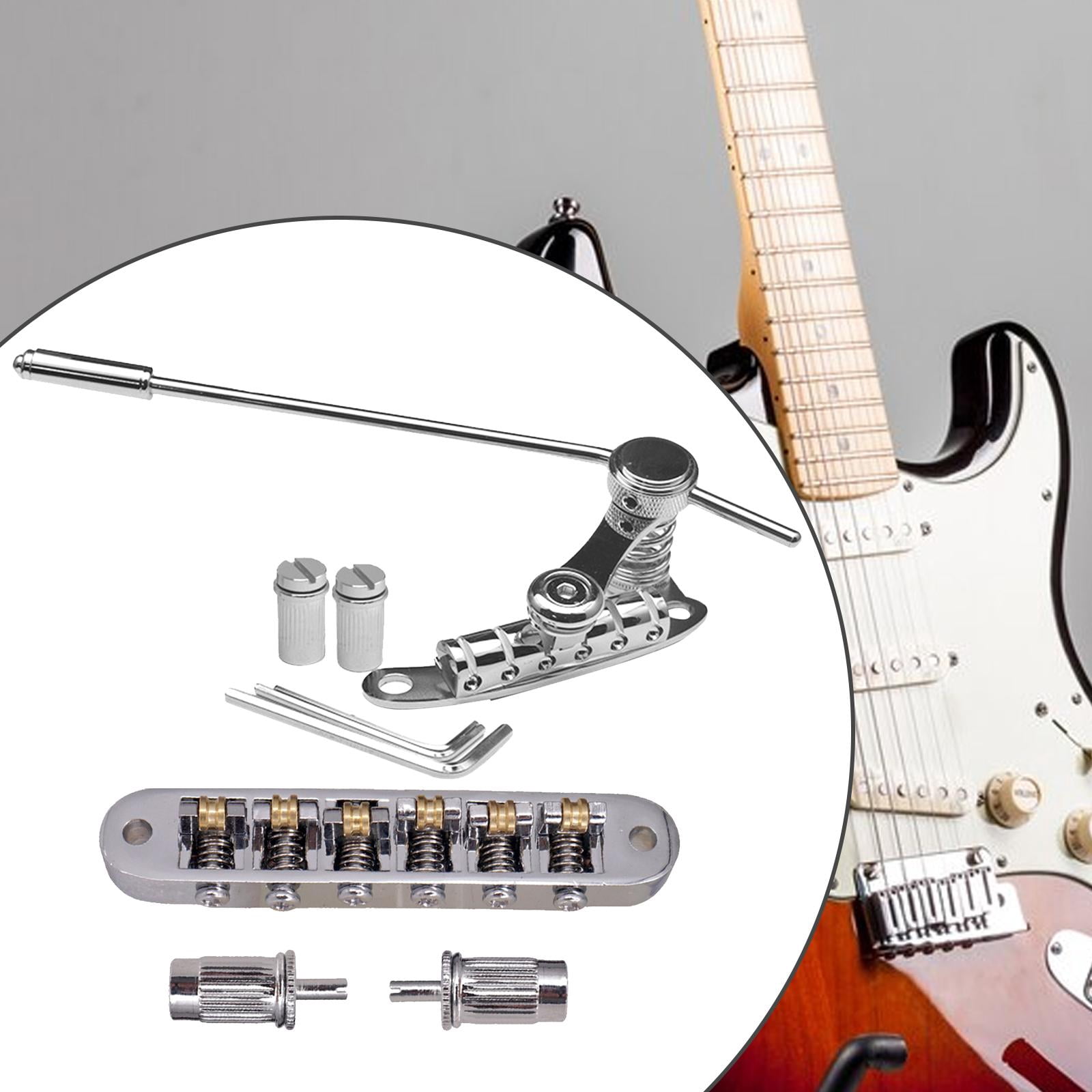 Kokiya Electric Guitar Bridge Roller Saddles Guitar Tremolo Bridge Replaces Tailpiece Tremolo for 6 Strings Instrument Show Exercise