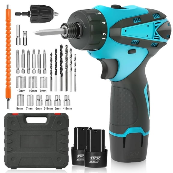 BAOKALER 12V 1/4-Inch Cordless Impact Driver, Brushless Screwdriver with 2 x 2.0Ah Lithium-Ion Batteries and Charger, LED Work Light
