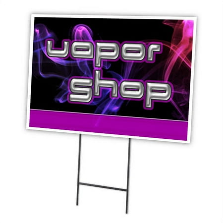 VAPOR SHOP 18"x24" Yard Sign & Stake | Advertise Your Business | Stake Included Image On Front Only | Made in The USA