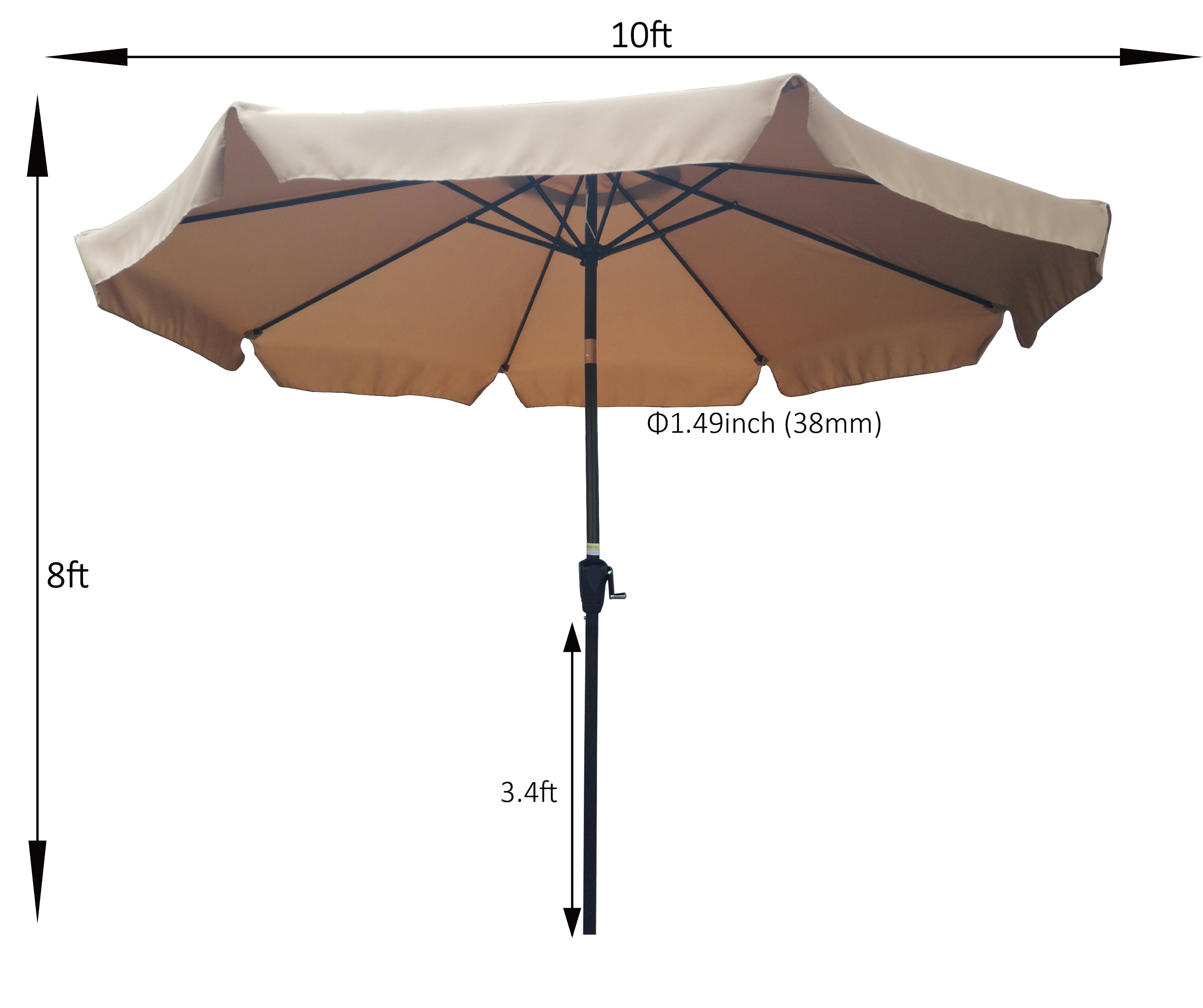 8Ft 9Ft 10Ft Outdoor Patio Umbrella Market Table Yard Garden w/ Crank Tilt Shade 