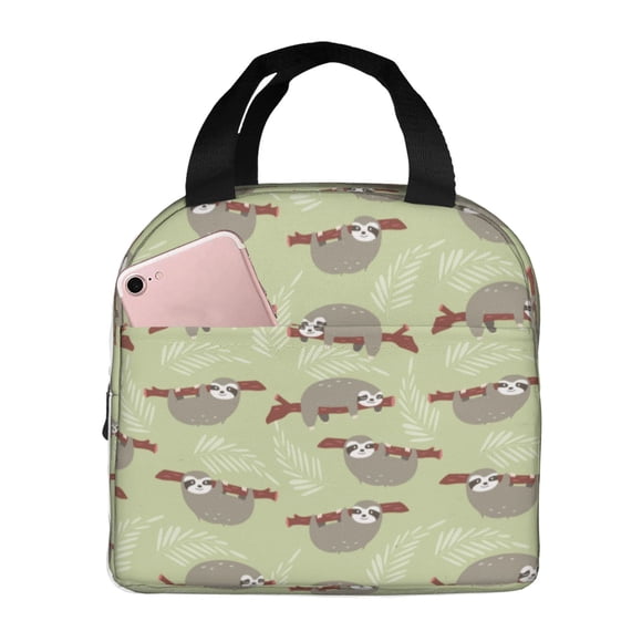 Easygdp Twig Sloth Bolsa Térmica Premium - Tela Oxford Impermeable, Gran Capacidad, Bolsillo Frontal, Unisex para Trabajo, Escuela, Actividades al Aire Libre y Picnics